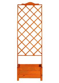 Spalier Promadino, braun (honigbraun), B:69cm H:210cm T:32cm, Holzwerkstoff, Rankhilfen, Spalier, mit Pflanzkasten, BxTxH: 69x32x210 cm