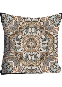 Dekokissen queence "&raquo;Ornament&laquo;", bunt (bunt, bedruckt), B:40cm L:40cm, Polyester, Dekokissen_Sitzkissen_Kissenh&uuml;llen, Dekokissen, Kissenh&uuml;lle ohne F&uuml;llung, 1 St&uuml;ck