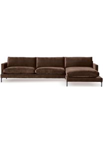 Ecksofa Andas "Welland", braun, B:333cm H:84cm T:183cm, Sofas, Ecksofa, Ecksofa &raquo;Welland&laquo; in Knautsch-Optik mit Metallf&uuml;&szlig;en