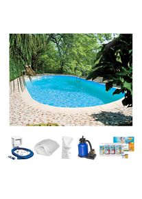 Ovalpool summer fun, blau (wei&szlig;), B:300cm H:150cm L:490cm, Schwimmbecken, Ovalpool