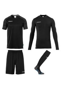 Sportanzug Uhlsport "Torwart-Sets REACTION GOALKEEPER SET Kids", M&auml;dchen, Gr. 140, schwarz (schwarz, anthra), Obermaterial: 89% Polyester Pol. recyc.. 6% Elasthan EL. 5% Baumwolle CO., Sportanz&uuml;ge Sportanzug