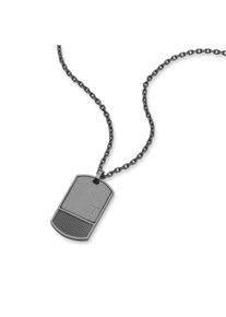 Kette mit Anh&auml;nger Police "Identity Dog Tag", schwarz (gunfarben), Halsketten, Herren, Edelstahl, L: 55 B: 2,5mm, Kette mit Anh&auml;nger, B:2,5mm