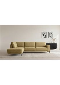 Ecksofa OTTO HOME "Casina", gold (brass), B:289cm H:85cm T:210cm, 90%Polyester, 10% Nylon, Sofas, Ecksofa, mit abgerundeter Ottomane, in einem weichen Chenille-Stoff