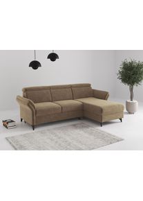 Sit & More Ecksofa SIT & MORE "Glendale, L-Form", braun (hellbraun), B:253cm H:84cm T:166cm, 100% Polyester, Sofas, Ecksofa, inkl. Kopfteilverstellung, wahlweise mit Vorziehsitz und Bettkasten