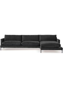 Ecksofa Andas "Welland", schwarz (dunkelgrau), B:333cm H:84cm T:183cm, Sofas, Ecksofa, Ecksofa &raquo;Welland&laquo; in Knautsch-Optik mit Metallf&uuml;&szlig;en