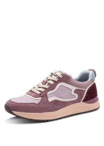 Plateausneaker Tamaris, Damen, Gr. 36, rosa (rosa kombiniert), Leder, Lederimitat, Textil, kontrastfarbene Details, mehrfarbig, Schuhe Plateausneaker, Freizeitschuh, Halbschuh, Schn&uuml;rschuh mit Kontrastbesatz
