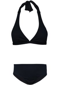 Bustier-Bikini AQUARTI "Badeanzug M&auml;dchen Bikini Set Zweiteilig Bikinislip Bustier", Kinder, Gr. 158, N-Gr, schwarz (zum binden, jacquard punkte schwarz), Obermaterial: 80% Polyamid PA. 20% Elasthan EL., Bikini-Sets Bustier-Bikini