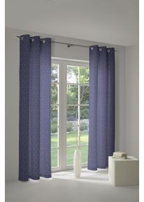 Vorhang Adam "Urban Cactus" Gr. 1, blau (royalblau), B:145cm H:145cm, Jacquard, Baumwolle (Bio-Baumwolle), Gardinen, Vorhang, aus 100% Bio-Baumwolle