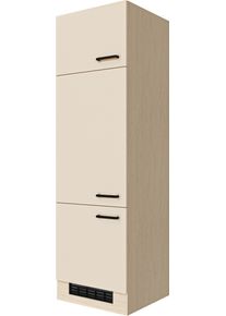 K&uuml;hlumbauschrank Flex-Well "Creso", beige (cashmere, provence oak), B:60cm H:200cm T:57cm, Holzwerkstoff, Schr&auml;nke, K&uuml;hlumbauschrank, Breite 60 cm mit Einlegeboden und Metallgriffen