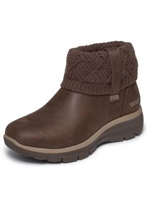 Winterboots Skechers "EASY GOING-", Damen, Gr. 40, braun (dunkelbraun), Lederimitat, Textil, Schuhe Winterboots, Winterstiefelette, Boots mit Strickeinsatz am Schaft