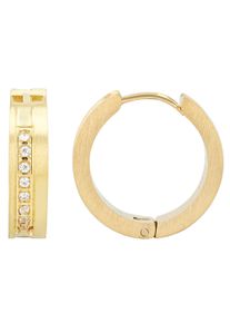 Adelia&acute;s Paar Creolen ADELIA&acute;S "Damen Ohrringe &iquest; Klappcreole aus Edelstahl mit Strass Steinchen", gold, Ohrringe, Damen, Edelstahl, Paar Creolen