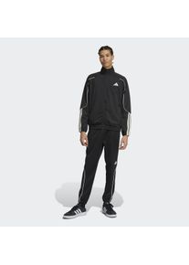 Trainingsanzug adidas Sportswear "STADIUM 3-STREIFEN", Herren, Gr. M, schwarz-wei&szlig; (schwarz, sanftes wei&szlig;), Obermaterial: 100% Polyester, Sportanz&uuml;ge Trainingsanzug, zweiteiliges Set aus Jacke und Hose, aus leichtem Polyester, Topseller
