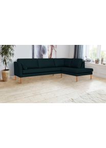 Ecksofa Andas "Grenzda, L-Form", gr&uuml;n (dunkelgrau), B:255cm H:88cm T:196cm, Struktur (100% Polyester), Sofas, Ecksofa, mit Holzf&uuml;&szlig;en