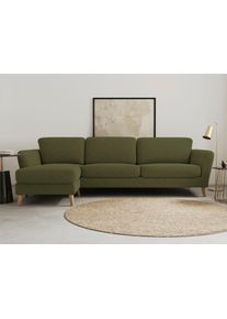 Ecksofa OTTO HOME "MARSEILLE (279/152cm),L-Form, Rec. rechts/links, verschiedene Bez&uuml;ge", gr&uuml;n (khaki), B:279cm H:88cm T:152cm, Struktur fein (58% Polyester, 22% Polypropylen);Filzoptik (100% Polyester);Webstoff (100% Polyester), Sofas, Ecksofa, Massivholzbeine aus Eiche, in verschieden Bez&uuml;gen und Farbvarianten