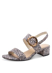 Sandalette Marco Tozzi, Damen, Gr. 41, bunt (leo), Textil, Veloursleder, Schuhe Sandalette, Blockabsatz, Riemchensandale, Festtagsschuh mit gro&szlig;er Zierschnalle