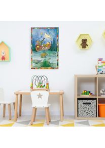 Leinwandbild LUCKYLINDE "Der kleine Tiger und der kleine B&auml;r im Boot", bunt (farbe bild(er): bunt), B:30cm H:40cm T:2cm, Canvas, Holzrahmen, Bilder, Leinwandbild, Exklusive JANOSCH Kindermotive