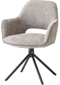 Armlehnstuhl Stolkom "Adrina B/H/T 63x89x62 cm", beige (grau, schwarz, grau), B:63cm H:89cm T:62cm, Polyester, St&uuml;hle, Armlehnstuhl, 180 grad drehbar mit Auto-Return