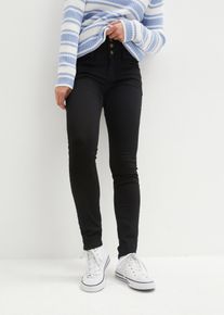 Skinny-fit-Jeans bonprix "Skinny Jeans High Waist, Shaping Thermojeans", Damen, Gr. 44, K-Gr, schwarz (schwarz denim), Denim/Jeans, Obermaterial: 70% Baumwolle, 29% Polyester, 1% Elasthan, unifarben, skinny fit lang, Jeans Skinny-fit-Jeans, Skinny fit, mit Shaping Effekt, w&auml;rmende Thermojeans