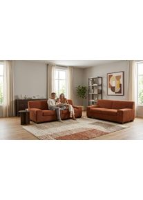 Polstergarnitur OTTO HOME "Faxxe aus 2-Sitzer und 3-Sitzer", orange (terra), H:74cm T:85cm, 90% Polyester, 10% Nylon, Sitzm&ouml;bel-Sets, Polstergarnitur, aus haustierfreundlichem Pet Friendly Cord