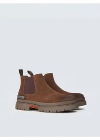Chelseaboots Replay "SANDTOWN WORK", Herren, Gr. 46, braun, Elastischer Einsatz, Leder, used, Basic, Schuhe Chelseaboots, Schlupfboots, Stiefelette mit Stretch, Logo an der Ferse