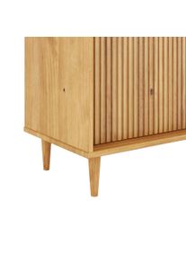 Sideboard OTTO HOME "Malmedy Front mit gefr&auml;sten Rillen", braun (natur gebeizt, gewachst), B:200cm H:80cm T:38cm, FSC-zertifiziertes Massivholz, MDF, Sideboards, Sideboard, Kommode aus massivem Kiefernholz, Push-to-open, FSC, Breite 200 cm