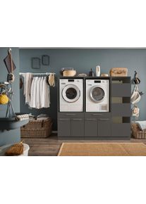 Mehrzweckschrank-Set LAUNDREEZY "LAUNDREEZY LDSK10", grau (anthrazit), B:185cm H:162cm T:67,5cm, Holzwerkstoff, Kastenm&ouml;bel-Sets, Mehrzweckschrank-Set, Breite 185 cm, Softclose, h&ouml;henverstellbare F&uuml;&szlig;e