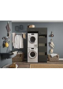 Mehrzweckschrank-Set LAUNDREEZY "LAUNDREEZY LDLK1", grau (anthrazit), B:117,5cm H:200cm T:67,5cm, Holzwerkstoff, Kastenm&ouml;bel-Sets, Mehrzweckschrank-Set, Breite 117,5 cm, Softclose, h&ouml;henverstellbare F&uuml;&szlig;e
