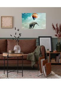 Wandsticker queence "Balloon", blau, B:120cm H:80cm T:0,1cm, Folie, Wandtattoos, Wandsticker, Selbstklebend, kinderleichte Anbringung