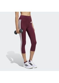 Trainingstights adidas Performance "OPTIME ESSENTIALS WORKOUT 3-STREIFEN 3/4 LEGGINGS", Damen, Gr. XXL, N-Gr, lila (maroon, normal, gr.), Obermaterial: 85% Polyester, 15% Elasthan, 3/4-L&auml;nge, Hosen Trainingstights