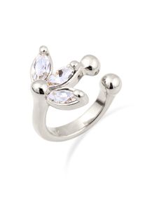 Ohrklemme Elli "Ohrringe Earcuff Blume mit Kristallen von Swarovski 925 Sterling Silber" Gr. 13, silber, Ohrringe, Damen, 13, Silber 925 (Sterlingsilber), Ohrklemme