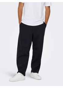 Only & Sons Sweathose ONLY & SONS "ONSCERES WIDE PANT NOOS", Herren, Gr. L, N-Gr, schwarz, angeraute Sweatware, Obermaterial: 57% Baumwolle, 43% Polyester, unifarben, regular fit lang, Hosen Sweathose, Baumwollmischung, relaxed fit
