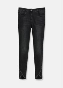 Madeleine Mode MADELEINE "Jeans Verk&uuml;rzte 5-Pocket-Hose mit Fransen" abgeschr&auml;gter Fransensaum