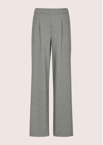 Madeleine Mode Stoffhose MADELEINE "Bundfaltenhose Schlupfhose mit Karo-Muster", Damen, Gr. 40, N + K Gr, schwarz (schwarz, wollwei&szlig;), Obermaterial: 67% Polyester PES. 23% Viskose CV. 6% Elasthan EL. 4% Polyamid PA., Modern, weit, Hosen Stoffhose, Minimaldessin