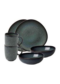 Geschirr-Set "Fr&uuml;hst&uuml;cks-Set Lave 6er Set", grau (gris), 6 tlg., Steingut, LIKE. BY VILLEROY & BOCH, Geschirr-Sets, Geschirr-Set