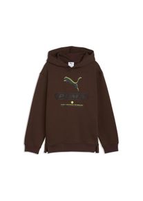 Kapuzensweatshirt Puma "STREET RELAXED HOODIE FL B", Jungen, Gr. 152, braun (chocolate fondue), Fleece, Obermaterial: 66% Baumwolle, 34% Polyester, bedruckt, relaxed fit normal, angesetztes B&uuml;ndchen, Sweatshirts Kapuzensweatshirt, mit Kapuze, Eingrifftaschen, &Auml;rmell&auml;nge lang, f&uuml;r Jugendliche