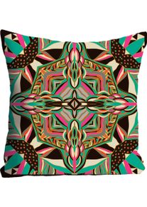 Dekokissen queence "&raquo;Ornament&laquo;", bunt (bunt, bedruckt), B:40cm L:40cm, Polyester, Dekokissen_Sitzkissen_Kissenh&uuml;llen, Dekokissen, Kissenh&uuml;lle ohne F&uuml;llung, 1 St&uuml;ck