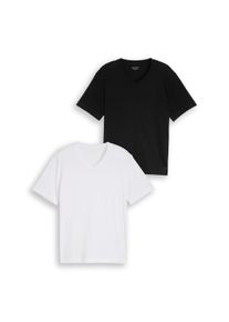 T-Shirt Tom Tailor, Herren, Gr. XL, wei&szlig;, Single Jersey, Obermaterial: 100% Baumwolle, regular fit taillenbedeckt, V-Ausschnitt, gerader Abschluss, Shirts T-Shirt, mit V-Ausschnitt, Doppelpack