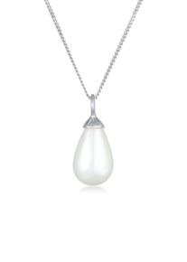 Lange Kette NENALINA "Halskette Anh&auml;nger Muschelkernperle Tropfen 925 Silber" Gr. 60, silber, Halsketten, Damen, Silber 925 (Sterlingsilber), Lange Kette