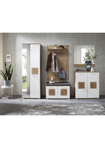 Garderoben-Set Innostyle "Fun Garderoben Set, 263x195x38cm (B/H/T)", wei&szlig; (wei&szlig;, artisan eiche), B:263cm H:195cm T:38cm, Holzwerkstoff, MDF, Kastenm&ouml;bel-Sets, Garderoben-Set, besteht aus 5 Typen,Spiegelt&uuml;r,Sitzkissen