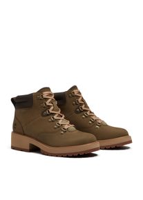 Schn&uuml;rboots Timberland "CARNABY ROW - MID LACE BOOT", Damen, Gr. 41, braun (olive nubuck), Leder, Schuhe Schn&uuml;rboots