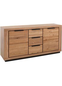 Sideboard MCA LIVING "Greno Sideboard II", beige (naturfarben), B:163cm H:80cm T:40cm, Holzwerkstoff, Massivholz, Sideboards, Sideboard, durchgehende Lamelle