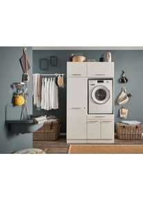 Mehrzweckschrank-Set LAUNDREEZY "LAUNDREEZY LDSK7", wei&szlig;, B:117,5cm H:200cm T:67,5cm, Holzwerkstoff, Kastenm&ouml;bel-Sets, Mehrzweckschrank-Set, Breite 117,5 cm, Softclose, h&ouml;henverstellbare F&uuml;&szlig;e