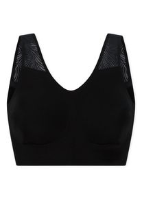 Bustier Schiesser "Invisible Soft Lace", Damen, Gr. 44, N-Gr, schwarz (000, schwarz), Single Jersey, Obermaterial: 75% Polyamid, 25% Elasthan, BHs Bustier, herausnehmbare Pads, Spitzeneinsatz, V-Ausschnitt