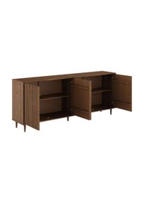 Sideboard OTTO HOME "Malmedy Front mit gefr&auml;sten Rillen", braun, B:200cm H:80cm T:38cm, FSC-zertifiziertes Massivholz, MDF, Sideboards, Sideboard, Kommode aus massivem Kiefernholz, Push-to-open, FSC, Breite 200 cm