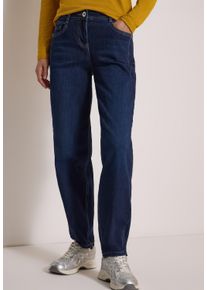 Loose-fit-Jeans Cecil "Style Scarlett", Damen, Gr. 36, L&auml;nge 28, blau (dunkelblau wash), Denim/Jeans, Obermaterial: 77% Baumwolle, 20% Polyester, 3% Elasthan, loose fit lang, Jeans Loose-fit-Jeans, mit Barrel Legs / 5-Pocket / mit Stretch