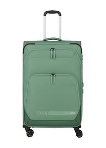 Trolley Travelite "KICK OFF Reisekoffer", Damen, Gr. B/H/T: 47cm x 78cm x 31cm 110 l, gr&uuml;n, Polyester, Koffer Trolley, 4 Doppelrollen, Au&szlig;entaschen und Packgurte &ndash; leicht und robust