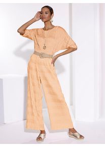CR&Eacute;ATION L Schlupfbluse CREATION L, Damen, Gr. 46, orange (apricot), 76% Viskose, 15% Polyamid, 9% Leinen, unifarben, Rundhals, Blusen Schlupfbluse
