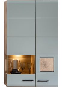 H&auml;ngevitrine Innostyle "FUN PLUS II", gr&uuml;n (schilfgr&uuml;n), B:80cm H:136cm T:37cm, FSC-zertifizierter Holzwerkstoff, Schr&auml;nke, H&auml;ngevitrine, 1 Glast&uuml;r, 1 Holzt&uuml;r, 10 F&auml;cher, Softclose, ABS Kantenschutz
