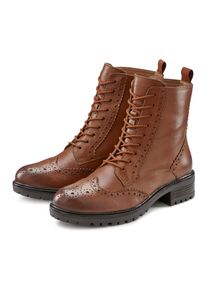 Schn&uuml;rboots Lascana "Schn&uuml;rstiefelette, Ankle Boots, Herbststiefelette", Damen, Gr. 36, braun, Obermaterial: 100% Schafsleder. Decksohle: 100% Synthetik. Futter: 75% Textilmaterial, 25% Schafsleder. Laufsohle: 100% Synthetik, unifarben, Schuhe Schn&uuml;rboots, aus Leder zum Schn&uuml;ren & mit Rei&szlig;verschluss, Topseller