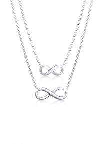 Ketten-Set Elli "Halskette Infinity Unendlichkeit Symbol 2er Set 925 Silber" Gr. 45, silber, Halsketten, Damen, ohne Stein, Silber 925 (Sterlingsilber), Ketten-Set